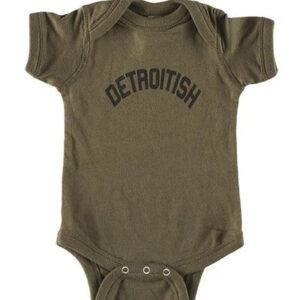 INK DETROIT DETROITISH BABY ONESIE - MILITARY GREEN