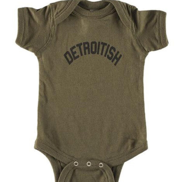INK DETROIT DETROITISH BABY ONESIE - MILITARY GREEN