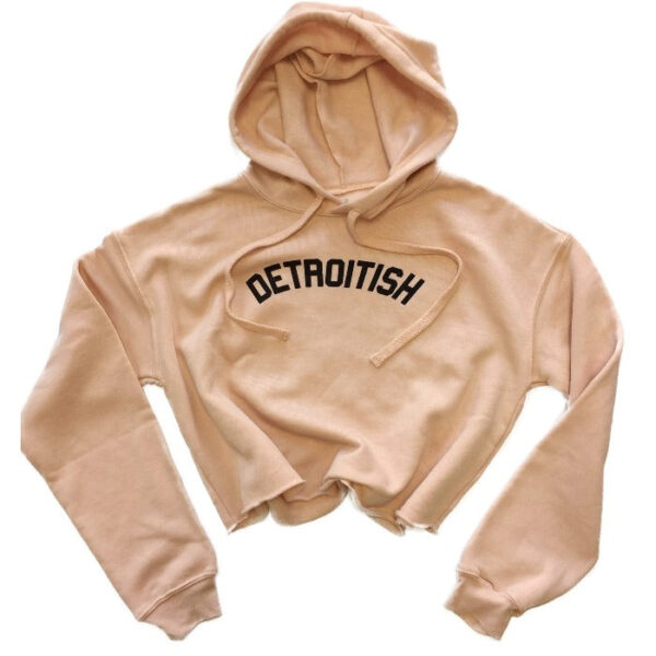 INK DETROIT DETROITISH FLEECE CROP HOODIE - PEACH