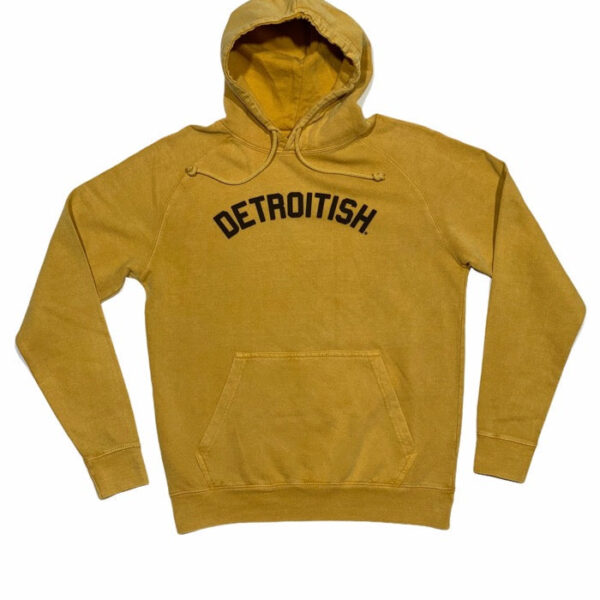 INK DETROIT DETROITISH MINERAL WASH HOODIE - MUSTARD